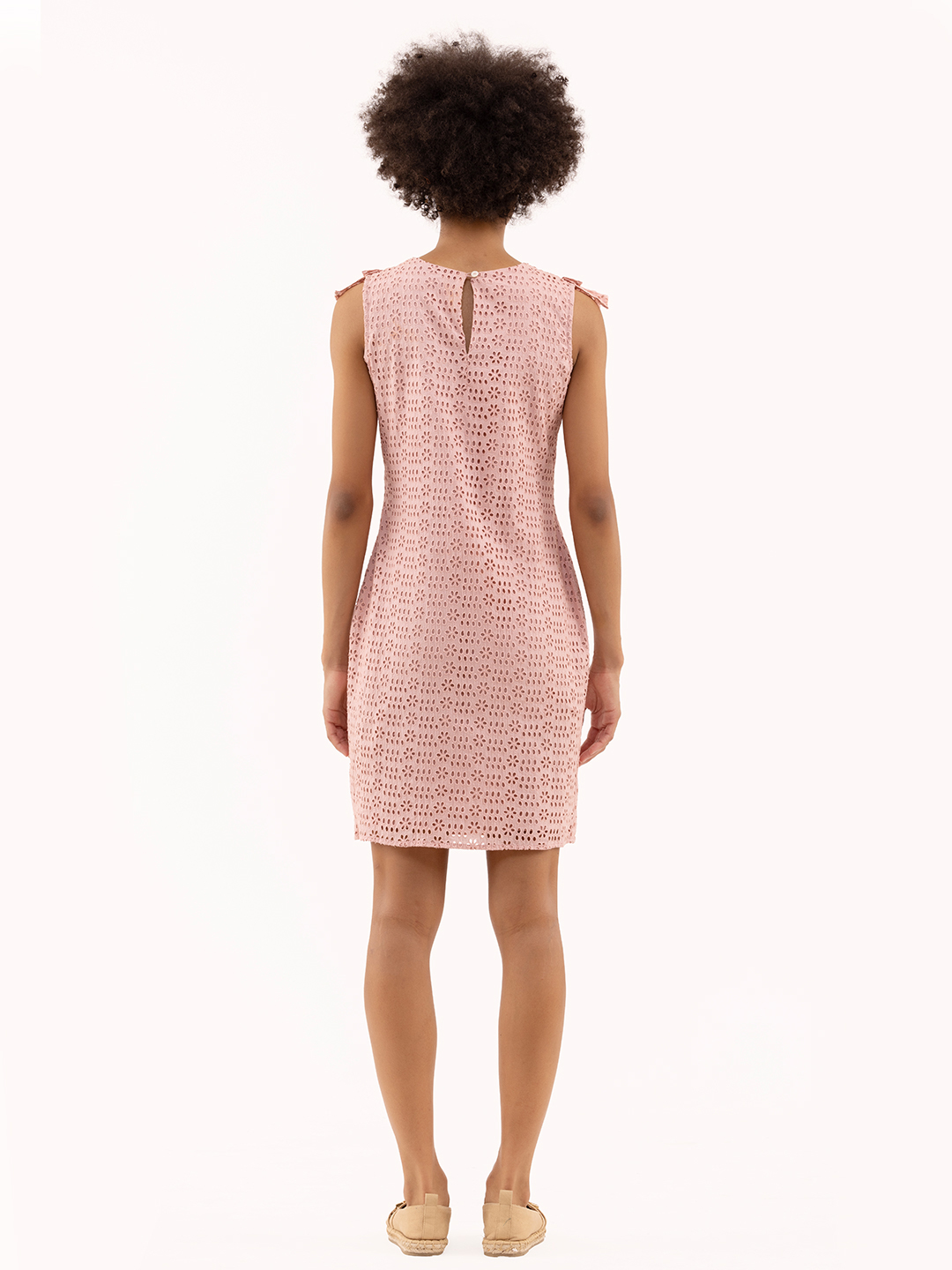 Preety Ruffle Schiffli Dress Light Pink -4